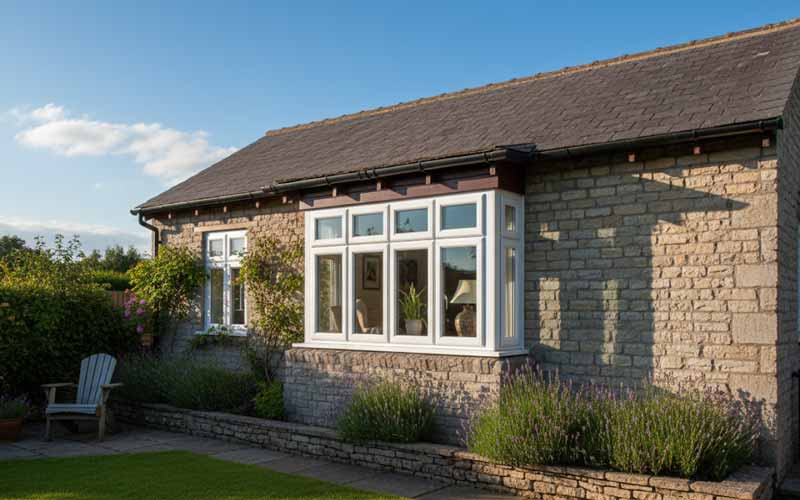 white upvc bay window on a cottage property