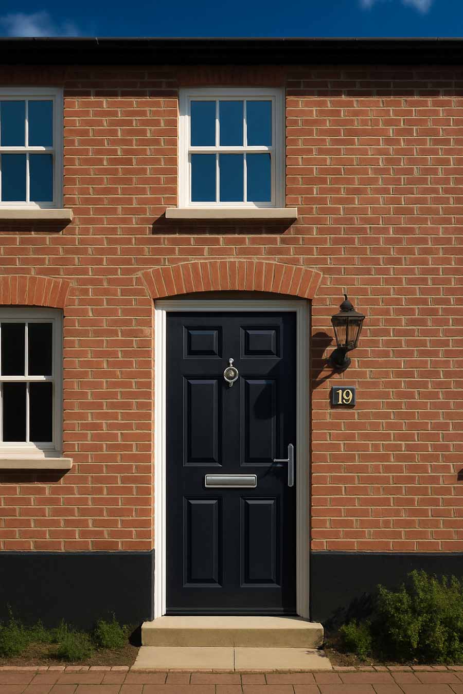 grey victorian style composite front door