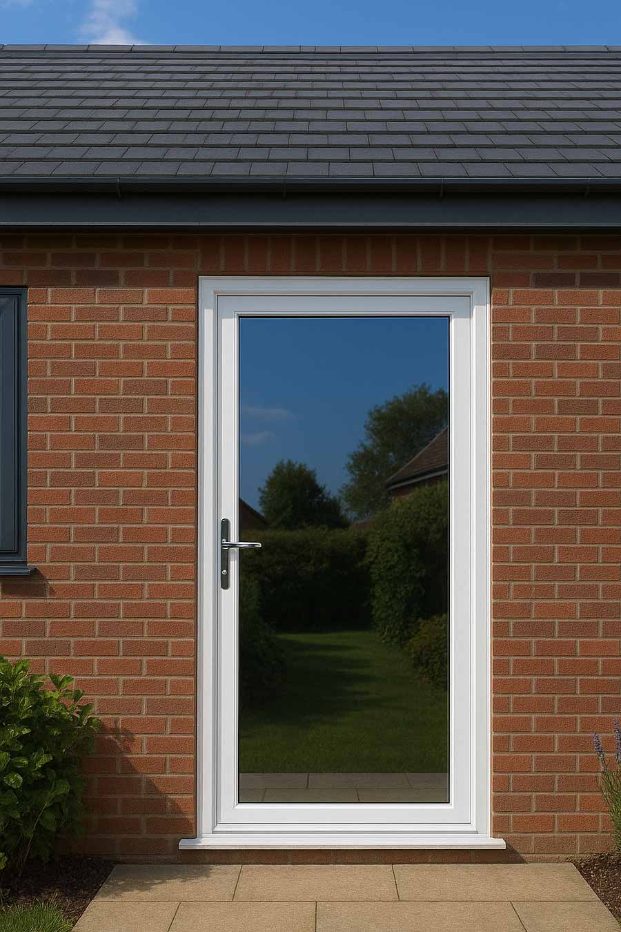 white fully glazed upvc back door