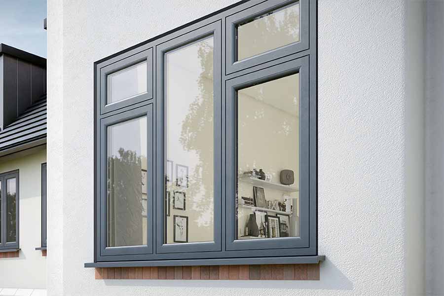 grey upvc flush casement window