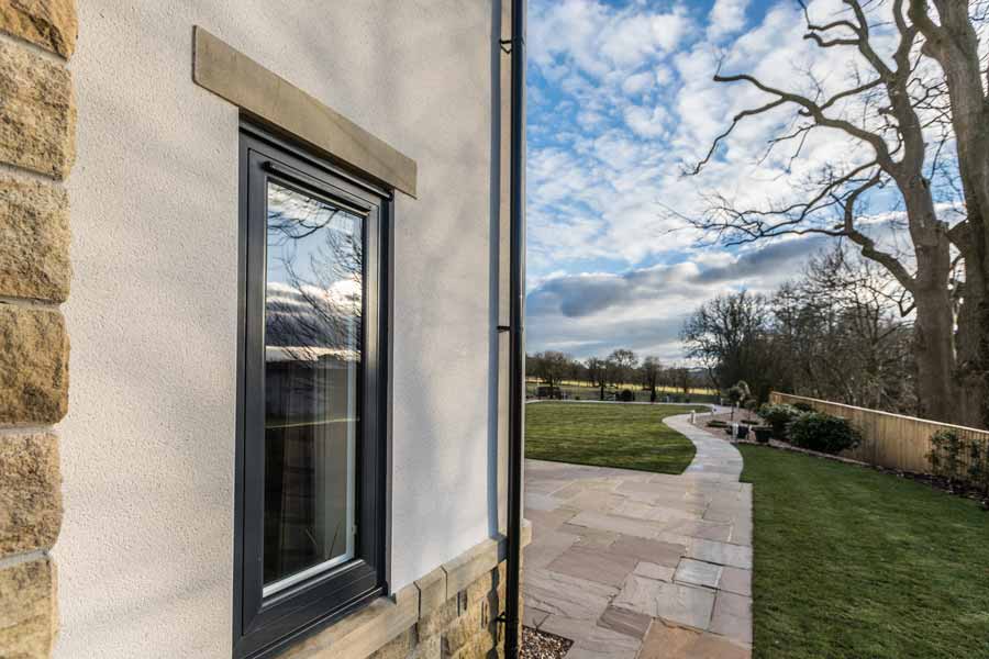 grey upvc flush casement window