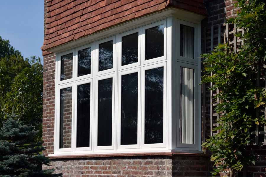 white upvc flush casement bay windows