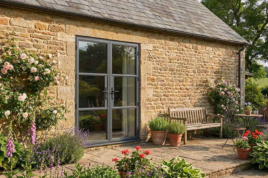 grey aluminium heritage french doors